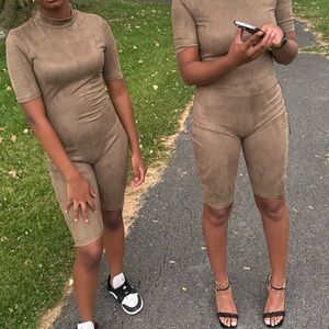 Brown Short Sleeve Biker Set